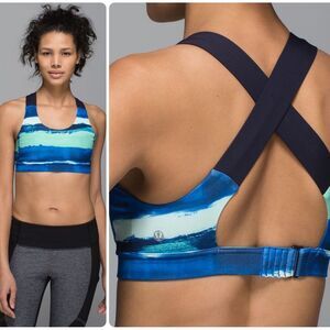 Lululemon All Sport Bra Brush Strokes Harbor Blue Menthol / Naval Blue